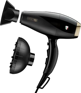 Infiniti PRO CONAIR ArteBella Hair Dryer, Italian Performance Blow Dryer with Diffuser and Concentrator Attachments, Luxurious Experience and Ultra-Fast Drying Power, 6 Heat/Speed Settings, Black