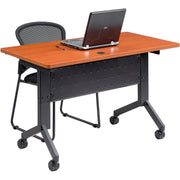 Flip-Top Training Table by Global Industrial – 48" x 24" x 29.5", Laminate, Cherry, Model 695123