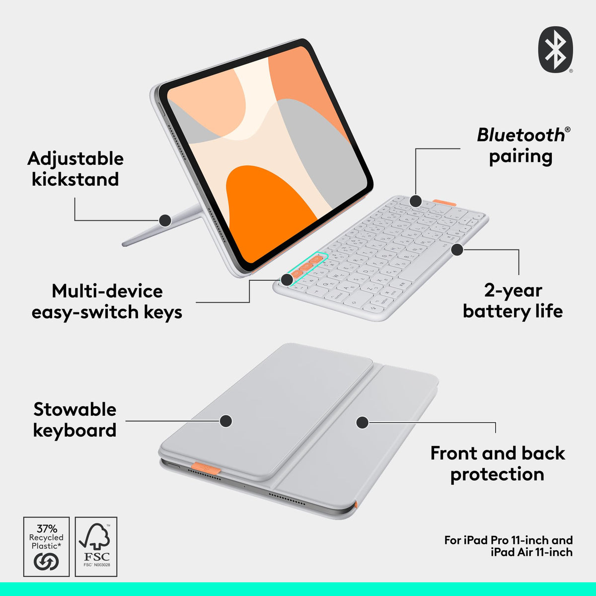 Logitech Off-White / 11" / 1 Keyboard Cases