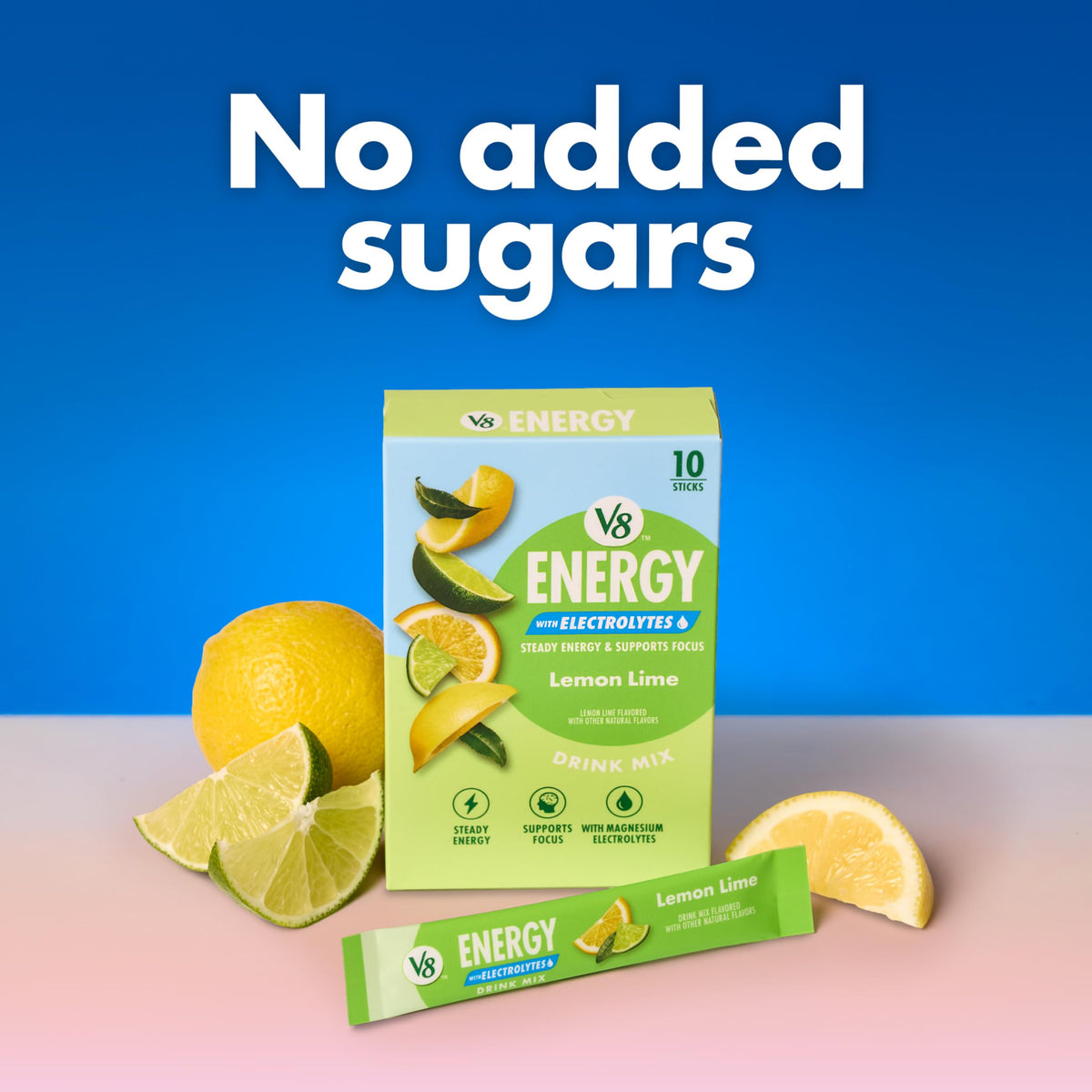 Energy Lemon Lime Energy Drink Powder by V8 – Pack of 120 (0.14 Ounce), Model 200000029725