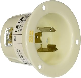 Hubbell HBL2315 AC Flanged Inlet NEMA L5-20 Male White