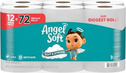 Angel Soft Toilet Paper, 12 Super Mega Rolls = 72 Regular Rolls, Soft and Strong Toilet Tissue