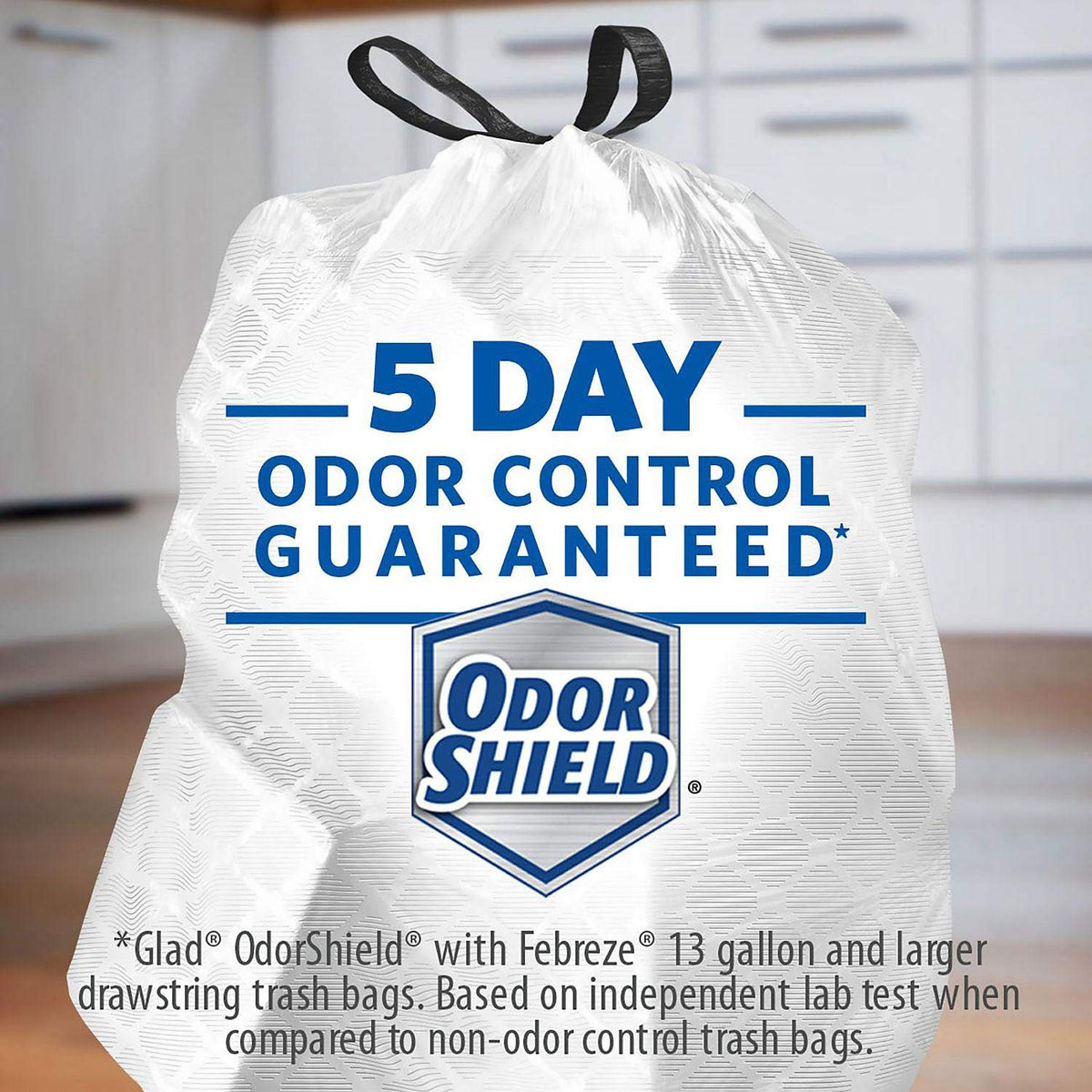 Glad Forceflexplus 13-Gallon Tall Kitchen Drawstring Trash Bags 120 Ct – 120 Count (Pack of 1), 13.0 gallons, Plastic, White, Model 43551-43683