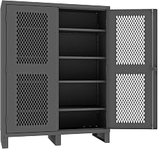Durham Extra Heavy Duty Welded 12 Gauge Steel Lockable Ventilated Storage Cabinet, HDCV246078-4S95, 1650 lbs Shelf Capacity, 24" Length x 60" Width x 78" Height, 4 Shelves
