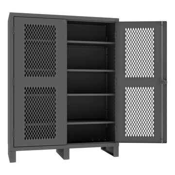 Extra Heavy Duty Welded 12 Gauge Steel Lockable Ventilated Storage Cabinet by Durham – 24" W x 60" L x 78" H, Alloy Steel, Grey, Model HDCV246078-4S95