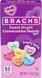 Brach's Valentines Sweet Bright Conversation Hearts, Hard Candy, 1.1 oz Box