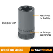 1/4" Drive External Torx Socket E8 by GEARWRENCH – 0.984 in, Alloy Steel, Model 80190