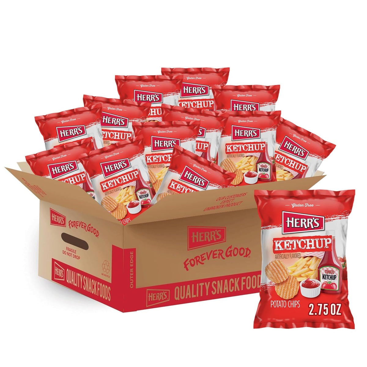 Ketchup Potato Chips by HERR'S – 2.75 Ounce (Pack of 24)