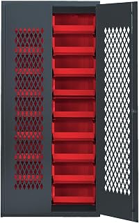 QUANTUM STORAGE SYSTEMS Specialty Cabinet W/18 RED Bins