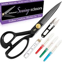 Professional 8 Inch Sewing Scissors for Fabric Cutting - Ultra Sharp, Heavy Duty Fabric Shears for Smooth, Precise Cuts on All Fabrics and Leather, for Tailors, Dressmakers, Crafters, and Artists