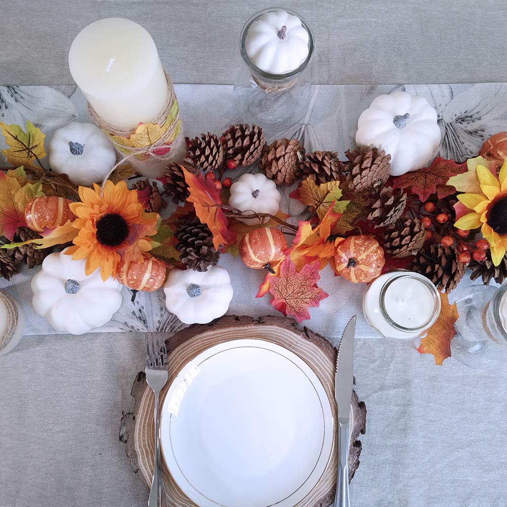 Besttoyhome Artificial Pumpkins, White Foam, Set of 12