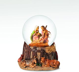 Fontanini by Roman, Nativity 80MM Dome, Musical, Glitterdome Collection, Handmade in Italy, Designed and Manufactured in Tuscany, Polymer, Hand Painted, Italian, Detailed