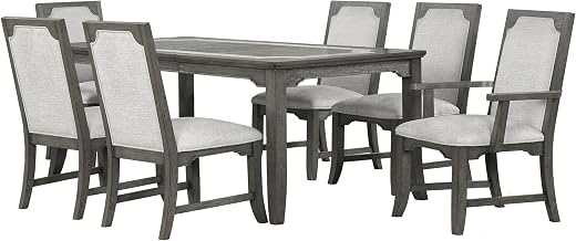 New Classic Furniture Lisbon 7-Piece Wood Rectangle Dining Set in Gray