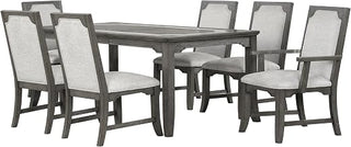 New Classic Furniture Lisbon 7-Piece Wood Rectangle Dining Set in Gray