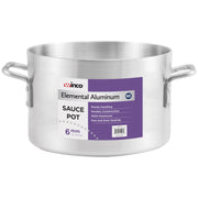 6.0mm Aluminum Sauce Pot by Winco – 8 Quarts, 7.57 liters, Aluminum, Silver, Model ASHP-08