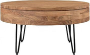 Starlight Canyon Home Brown Coffee Table with Lift-Top Storage, Solid Acacia Wood Surface, Durable Iron Legs, Mid-Century Modern Design for Living Room