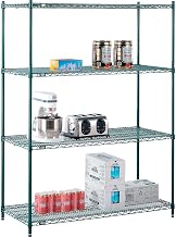 Nexel Poly-Green, 4 Tier, Wire Shelving Starter Unit, 54"W x 21"D x 74"H