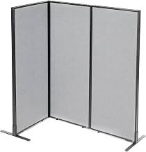 Global Industrial 24-1/4"W x 60" H Freestanding 3-Panel Corner Room Divider, Gray