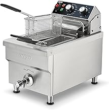 Waring Deep Fryer with 10 lb Capacity & Variable Temperature Control | 10 lb Capacity, Front Mounted Drain Spigot, Two Half-Size Baskets, 10lb of French Fries an Hour, Variable Temperature Control