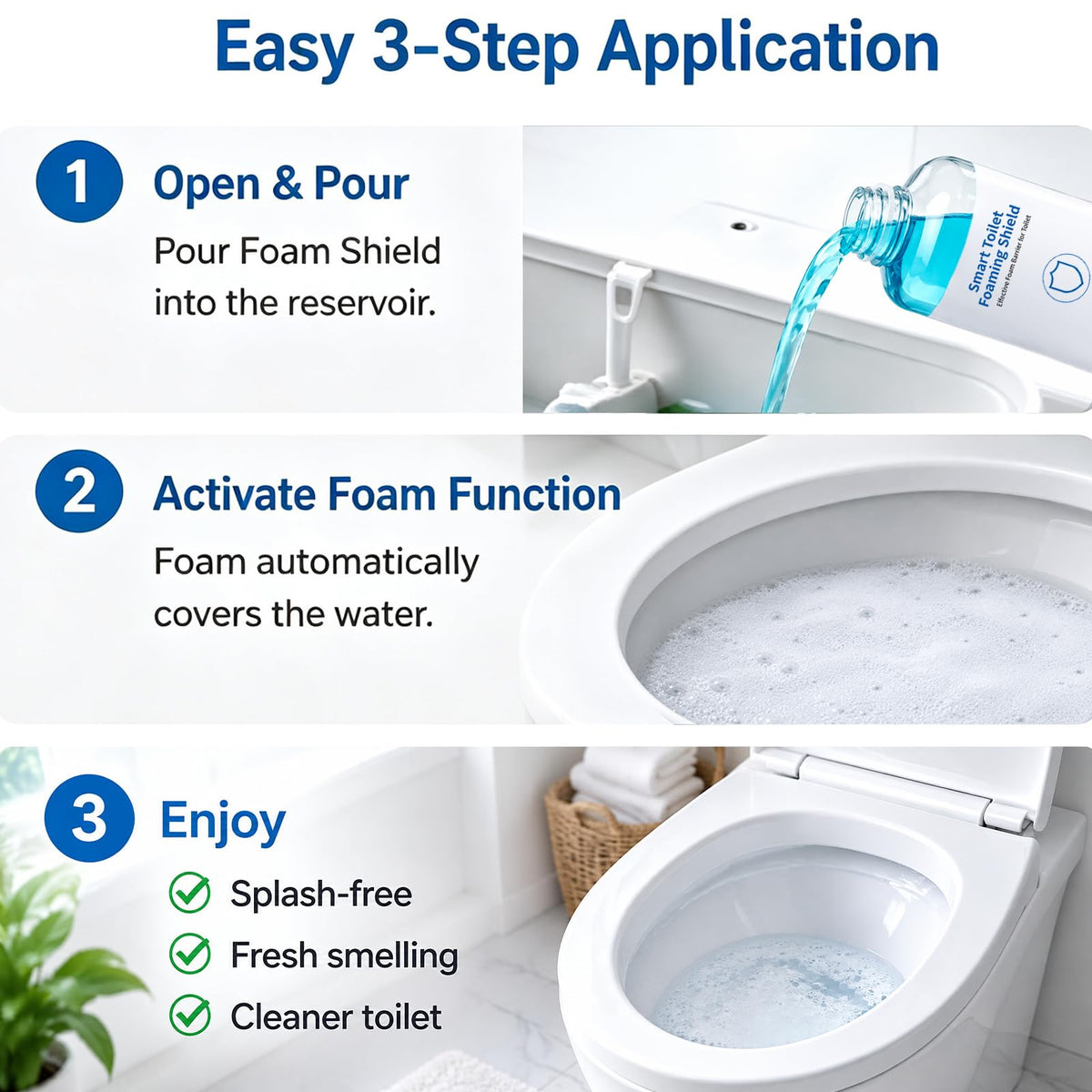 Smart Toilet Foam Shield 480ml 2 Pack by DAGREM U – 8.12 Fl Oz (Pack of 2), Model HZT8101432