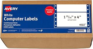 Avery 4022 Dot Matrix Mailing Labels, 1 Across, 1 15/16 x 4, White (Box of 5000)
