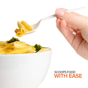 Disposable Sporks (50 Pack) White Plastic Sporks - BPA Free 2 in 1 Utensils - Heavy Weight Fork Spoon for School Lunch by Stock Your Home – 50 Pack, Plastic, White, Model 1307