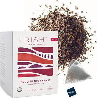 Rishi Tea English Breakfast Organic Black Tea Bags, Caffeinated, 15ct