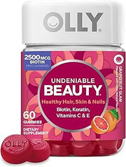 OLLY Hair Skin and Nails Gummies, Undeniable Beauty, Biotin - 60 Count