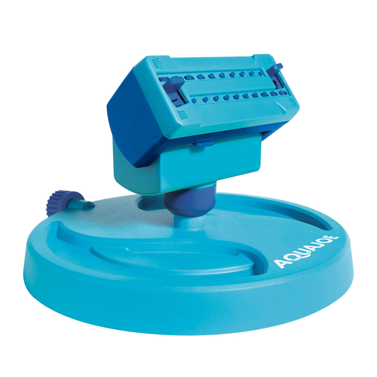 P2 20-Nozzle Mini Gear-Driven Oscillating Sprinkler on Sled Base by Aqua Joe – Rubber, BLUE, Model BDL-A0138