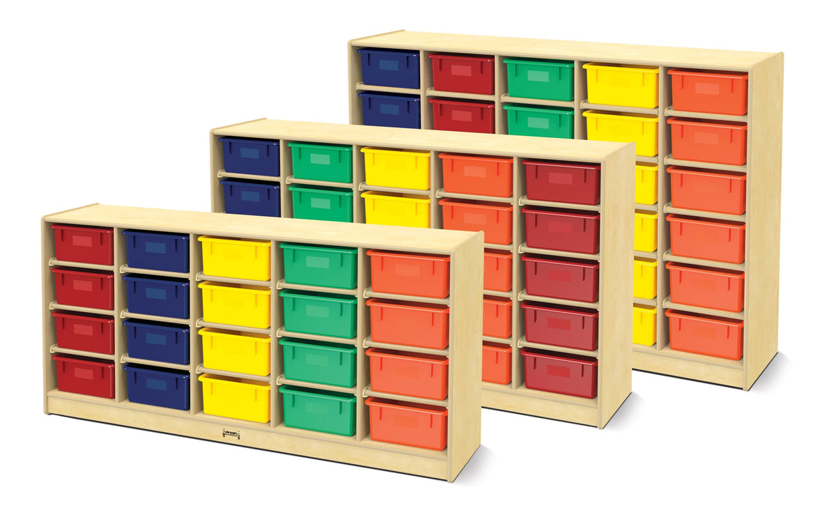30 Mobile Storage with Colored Tubs by Jonti-Craft – Wood, White, Model 4031JC