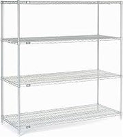 Nexelate Wire Shelving Starter Unit, Silver Epoxy, 60"W X 24"D X 63"H