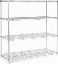 Nexelate Wire Shelving Starter Unit, Silver Epoxy, 60"W X 24"D X 63"H