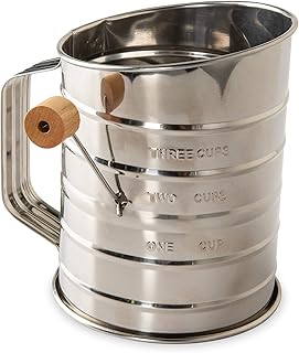 Nordic Ware Flour Sifter, 3-Cup Stainless Steel Flour Sifter, Rotary Design, Baking Accessories For Sifting Dry Ingredients & Powdered Sugar