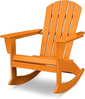 Polywood Nautical Adirondack Rocking Chair in Tangerine