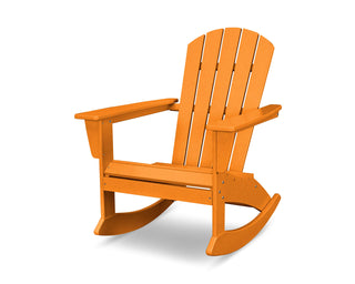 ® Nautical Adirondack Rocking Chair in Tangerine by Polywood – 29.25" W x 34.5" D x 36.5" H, High Density Polyethylene (HDPE), Tangerine, Model ADR410TA