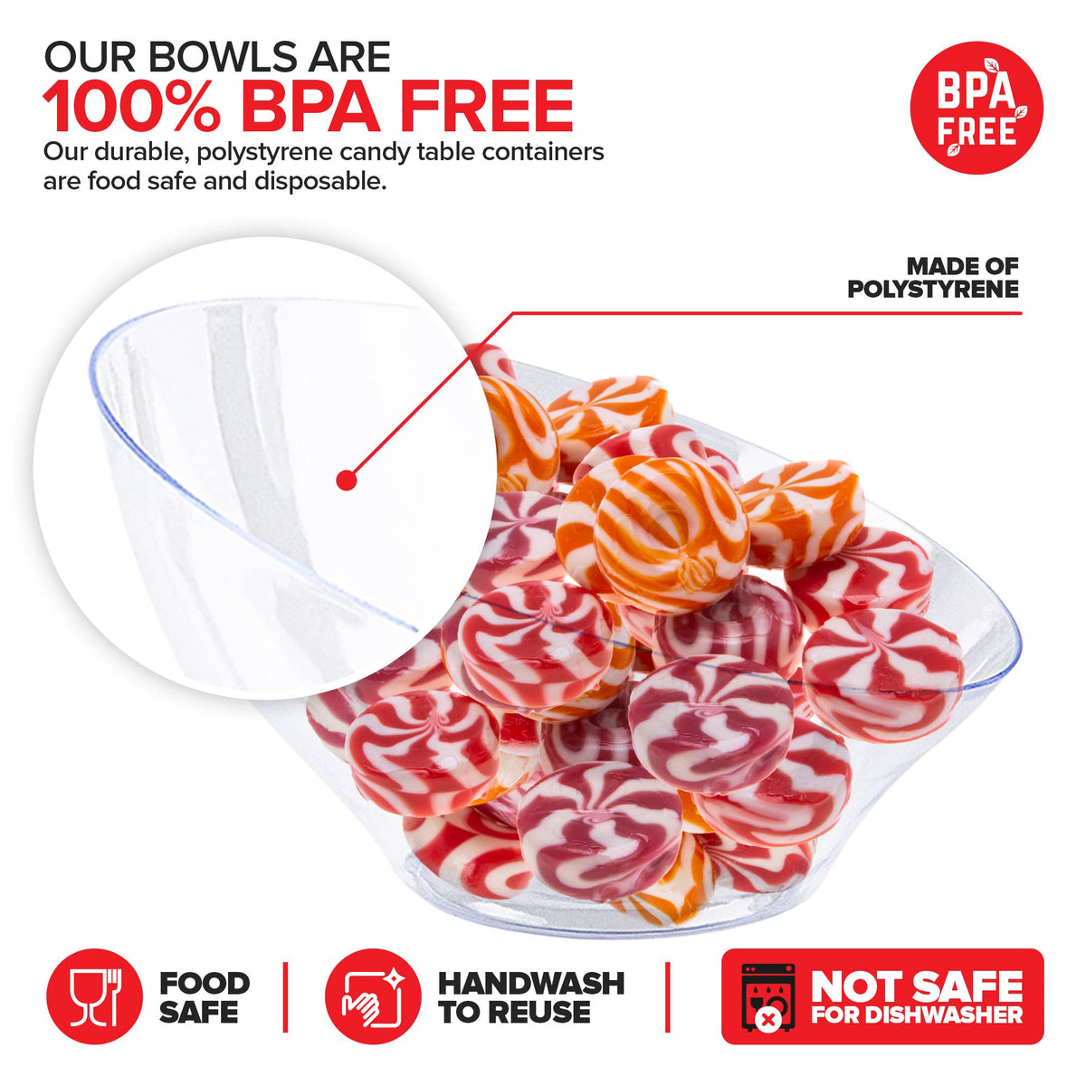 6oz Clear Plastic Serving Bowls (8 Pack) Small Disposable Candy Dishes by Stock Your Home – 6 oz, 6.0 ounces, Plastic, Clear, Pack of 8