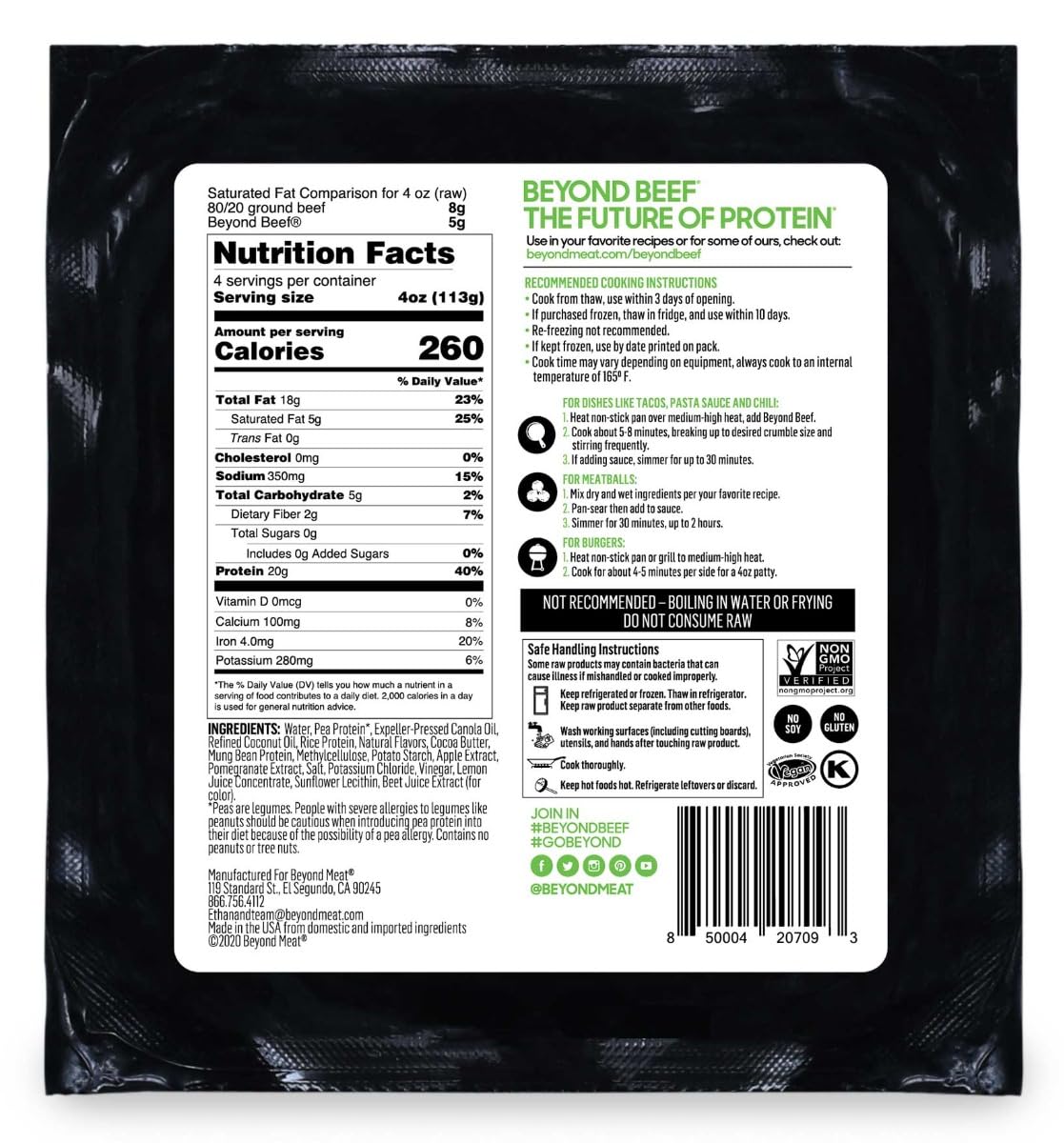 Beyond Beef Ground by BEYOND MEAT – 12 Pound (Pack of 12), Beyond Beef Brick Pack, Pack of 12