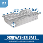 FoodService Products Durapan Full Size Stainless Steel Perforated Steam Pan for Catering by Carlisle – Full-Size, 400.0 ounces, Stainless Steel, Silver, Model 607004P