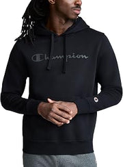 Champion Men's Powerblend Hoodie, Midweight Fleece, Tonal Script Logo