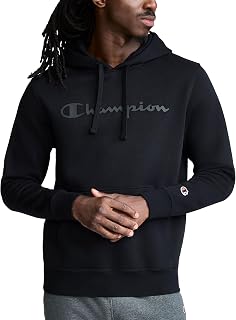 Champion Men's Powerblend Hoodie, Midweight Fleece, Tonal Script Logo
