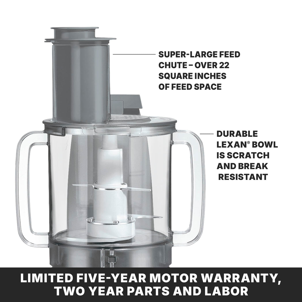 Heavy Duty Food Processor with 6 qt Capacity & Continuous Feed by Waring – 6-Quart, Plastic, Gray, Model FP2200