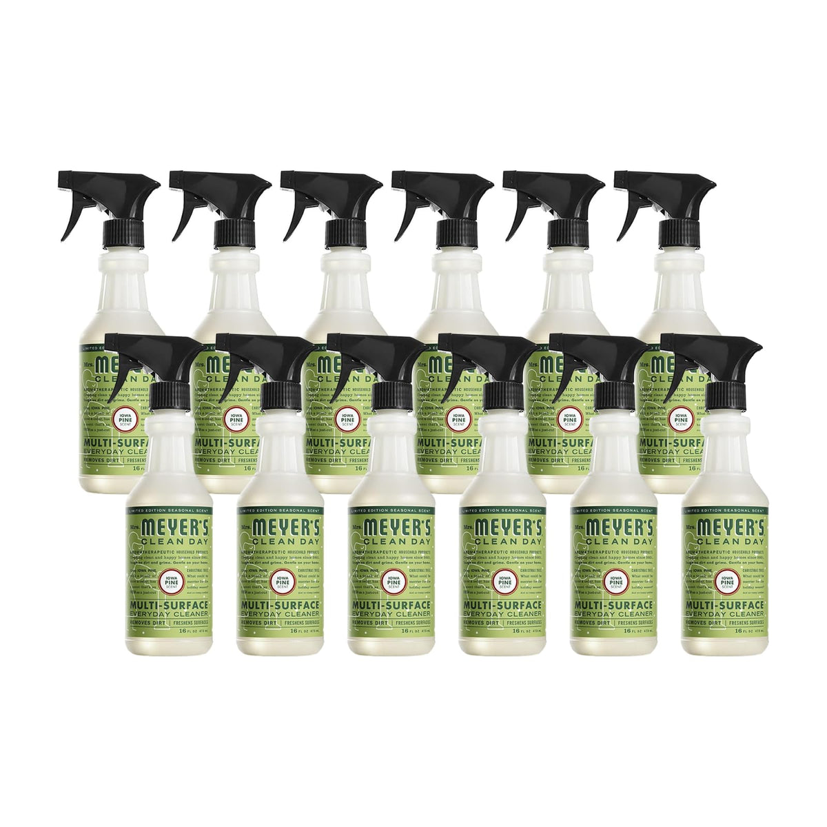 Multi Surface Spray Cleaner ‑ Iowa Pine ‑ 16 fl oz (Pack of 12) by Mrs. MEYER'S – 16 Fl Oz (Pack of 12), Plastic, Iowa Pine, Pack of 12, Model 808124174245