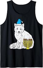 Jewish Arctic Snow Fox Menorah Hanukkah Chanukah Animal Tank Top