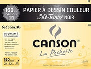 Canson 200317104 Pouch 12 Sheets of Drawing Paper 160 g / 24 x 32 cm Pack of 10 Black
