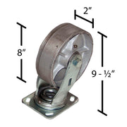 HOP-SC8-2 Semi-Steel Plate Caster Set for Self-Dumping Hopper by Vestil – 18"L x 2"W x 11"H, Steel, White, Model D-CK4-SC8-2