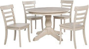 Coaster Home Furnishings - Orrison - Wood - 5-Piece Extension Dining Set with Pedestal Base, Oval Top, and Ladder Back Chairs - Dining Room - Linen - 121261-S5