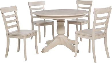 Coaster Home Furnishings - Orrison - Wood - 5-Piece Extension Dining Set with Pedestal Base, Oval Top, and Ladder Back Chairs - Dining Room - Linen - 121261-S5