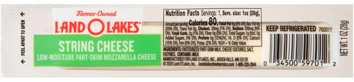 Mozzarella String Cheese Portion by Land O Lakes – 1 Fl Oz, Pack of 168