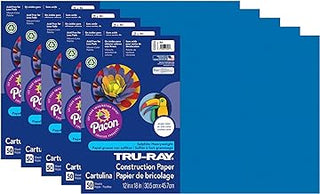 Tru-Ray Construction Paper, Blue, 12" x 18", 50 Sheets Per Pack, 5 Packs