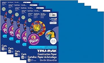Tru-Ray Construction Paper, Blue, 12" x 18", 50 Sheets Per Pack, 5 Packs